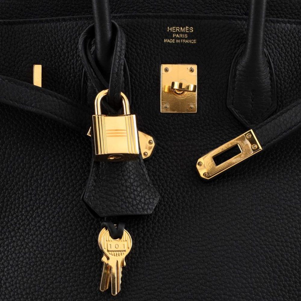 Hermes Birkin Handbag Black Togo with Gold Hardware 25 Black - Picture 7 of 10